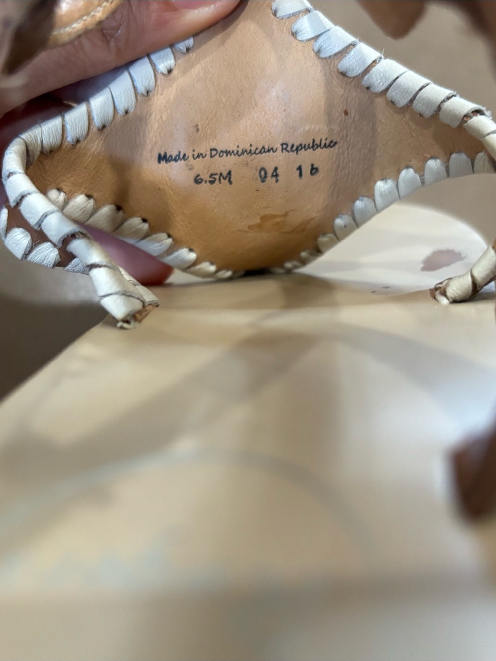 Jack Rogers Tan Leather T-strap Sandals with White Whipstitch - Picture 7 of 8